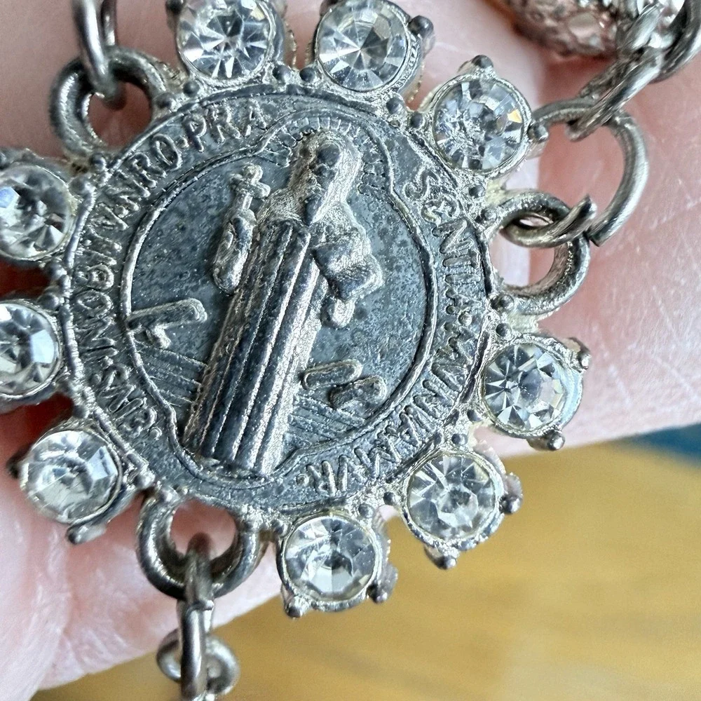 Vintage Italian Single‎ Decade Rosary Chaplet Faux Pearl Beads Crucifix Cuart